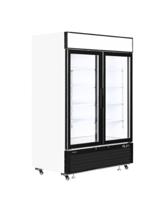 Commercial Display Fridge Upright 1078 litres Double Hinged Door LED Canopy